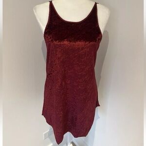 Y2K Intimate Affair California Red Crushed Velvet Slip Lingerie Chemise Sz S*I22